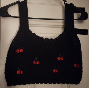 Knit Cherry Crop Top